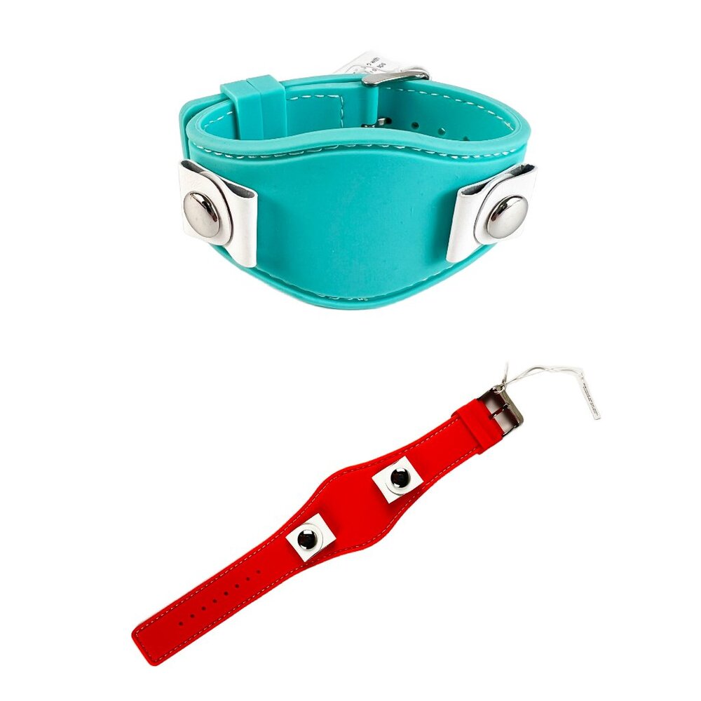 ISAAC Mizrahi Live Pink Blue Silicone Watch Straps Bands Bracelets White Snaps